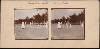 1912 Balatonlelle, csónakázós, és teniszezős a "boldog békeidők" Balatonjáról, 1912. júl, ...