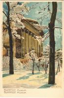 Budapest VIII. Nemzeti múzeum télen. Kuenstlerpostkarte No. 2122. von Ottmar Zieher. litho s: Raoul Frank