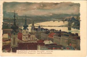 Budapest I. Kilátás a Gellért hegyre. Kuenstlerpostkarte No. 2305. von Ottmar Zieher. litho s: Raoul Frank (r)