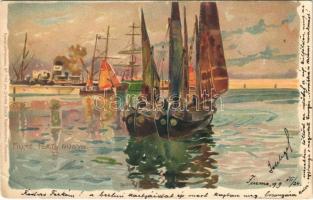 1899 (Vorläufer) Fiume, Rijeka; Porto Nuovo / new port, ships. Kuenstlerpostkarte No. 1142. von Ottmar Zieher litho s: Raoul Frank (EK)