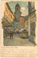 1902 Fiume, Rijeka; Piazza dellErbe / square. Kuenstlerpostkarte No. 1137. von Ottmar Zieher litho s: Raoul Frank