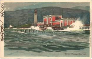 Trieste, Bagno Fontana / beach. Kuenstlerpostkarte No. 1120. von Ottmar Zieher litho s: Raoul Frank