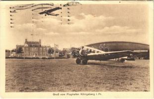 1932 Kaliningrad, Königsberg i. Pr.; Gruss vom Flughafen / airport, Lufthansa aircraft