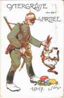 1917 A 4. hadsereg húsvéti üdvözlete / Ostergrüsse von der 4. Armee! Feldpostkarte / WWI K.u.k. Easter greeting art postcard s: Emil Weiss