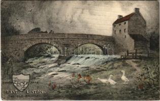 1910 East Linton, The Old Bridge, coat of arms (EK)