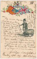 1900 A bold spirit in a loyal breast. Drum Major 93rd Regiment. Raphael Tuck & Sons Empire Postcard No. 265. Art Nouveau, floral, Emb. litho (ázott / wet damage)