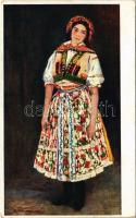 1917 Devce z Velké. Obrazy ze Slovacka / Slovakian folklore, traditional costume s: Kalvoda