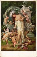 1918 Lanzreigen / Tavaszi tánc / Erotic nude lady art postcard s: Gastgeb (EK)