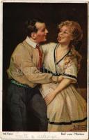 Reif zum Pflücken / Romantic couple, lady art postcard s: Bill Fisher (gyűrődés / crease)