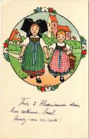 1940 French Children art postcard s: Hansi (EK)