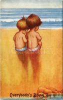 Everybodys doing it. Children art postcard, beach. Celesque Series No. 644. A.