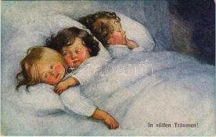 Im süßen Träumen! / Children art postcard, dreaming. M. Munk Wien Nr. 862. (ragasztónyom / glue marks)