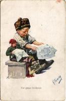 Die ganze Großpapa / Children art postcard. B.K.W.I. Nr. 153-6. s: K. Feiertag (fa)