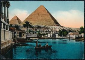 1954 Az Aranycsapat tagjai által aláírt lap Egyiptomból.  Puskás, Bozsik, Hidegkuti, Buzánszky, Czib...