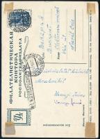 1953 Urányi János olimpiai bajnok kajakozó és partnere Varga Ferenc által aláírt képeslap Moszkvából / Olympic champions autograph signed postcard