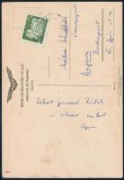 cca 1960 Mátrai Sándor (1932-2002) válogatott labdarúgó által aláírt képeslap feleségének / Hungarian footballer autograph signed postcard