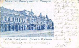 1899 (Vorläufer) Nagykikinda, Kikinda; Fő utca, Johann Radak üzlete / main street, shops (EK)