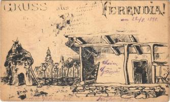1898 (Vorläufer) Ferendia, Ferend; rajzos művészlap / art postcard (EK)