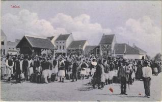 1918 Cacak, Markt / market, shops