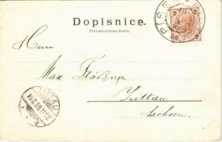 1899 (Vorläufer) Písek, Král. mesto Pisek. J. Hoffmann 4794. Floral, litho  (EK)