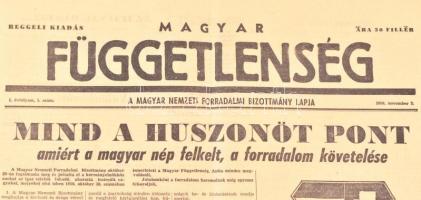 1956 Magyar Függetlenség. I. évf. 5. sz., 1956. nov. 2. Reggeli kiadás. Szerk.: Dudás József. A Magy...