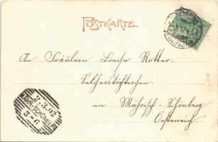 1902 Ostrowo, Kgl. Landgericht u. Hotel z. Traube / street, hotel, district court, shops of M. Kalwi...