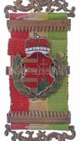 ~1900. Zománcozott címeres, több részből álló vadász(?) jelvény, nemzetiszín szalagon T:2 / Hungary ...