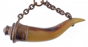 ~1900. Zománcozott címeres, több részből álló vadász(?) jelvény, nemzetiszín szalagon T:2 / Hungary ...