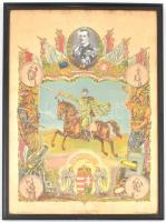 cca 1920-1940 "Emlékül a haza szolgálatára", Horthy Miklós kormányzó arcképével, angyalos-...