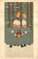 Karácsony. Az Iparművészeti Iskola levelezőlapjai / Ungarische Werkstätte no. 2028. kiadja Rigler József Ede Rt. / Hungarian Christmas art postcard