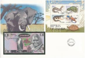 Zambia 1980-1988. 1K felbélyegzett borítékban, bélyegzéssel T:I  Zambia 1980-1988. 1 Kwacha in envelope with stamp and cancellation C:UNC