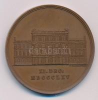 Carl Radnitzky (1818-1901) 1865. "A Magyar Tudományos Akadémia megnyitásának 40. évfordulójára" Br emlékérem. "XI. DEC: MDCCCLXV / HÁZA MEGNYITÁSÁNAK EMLÉKEÜL A MAGYAR TUDOM: AKADÉMIA" (51mm) T:1-  Hungary 1865. "40th anniversary of the opening of the Hungarian Academy of Sciences" Br medallion. Sign.: Carl Radnitzky (51mm) C:AU