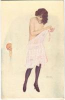 Le Petit indiscret / Gently erotic art postcard. Marque L-E. Paris 46. s: Raphael Kirchner