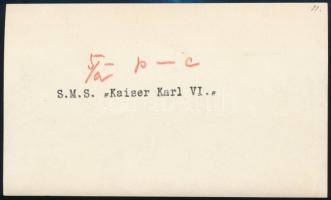 cca 1917 Az S.M.S. Karl VI. páncélcirkáló a cattarói öbölben. / battleship S.M.S. Karl VI. in the ba...