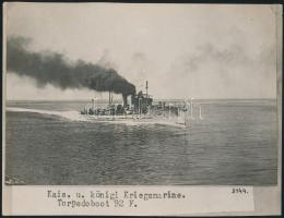 cca 1917 Az 92F torpedónaszád / torpedoboot F92 22x17 cm