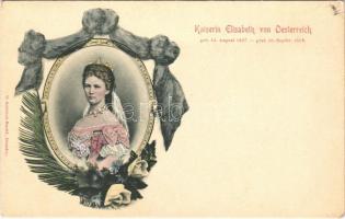 Erzsébet királyné (Sissi) szecessziós gyászlapja 1837-1898. O. Schleich / Art Nouveau obituary card of Empress Elisabeth of Austria (Sisi) / Kaiserin Elisabeth von Oesterreich
