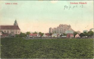 1907 Fülek, Filakovo; látkép a várral. Krämer Jeremiás kiadása / general view with castle (fl)