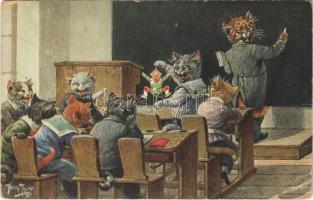 1920 Cat school. T.S.N. Serie 1423. s: Arthur Thiele (EB)