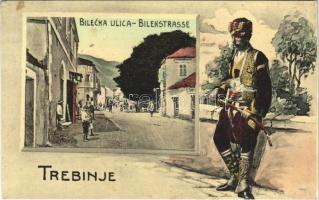 1916 Trebinje, Bilecka Ulica / Bilekstrasse / street. Montage with soldier (fl)