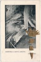 1928 Dobsina, jégbarlang belső, alsó folyosó. Szárított élőnövénnyel tűzve / Dobsinská Ladová Jaskyna / ice cave interior. Decorated with dried real plant (EK)