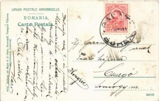 1911 Galati, Galatz; Strada Tecuci, 53 Bucurestianu Manufactura / street, shop of Nicolae Duga, tram