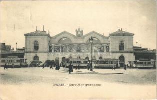 1902 Paris, Gare Montparnasse / railway station, trams (Rb)