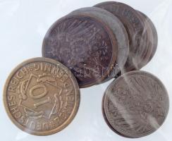 Német Birodalom 1875J 2pf Br + 1876A 1pf Br + 1899A 10pf Cu-Ni + 1908E 5pf Cu-Ni + 1912A 2pf Br + Németország / Weimar Köztársaság 1924J 2pf Br + 1924A 10pf Al-Br + 1934E 1pf Br T:2,2- German Empire 1875J 2 Pfennig Br + 1876A 1 Pfennig Br + 1899A 10 Pfennig Cu-Ni + 1908E 5 Pfennig Cu-Ni + 1912A 2 Pfennig Br + Germany / Weimar Republic 1924J 2 Pfennig Br + 1924A 10 Pfennig Al-Br + 1934E 1 Pfennig Br C:XF,VF