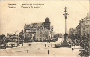 1913 Warszawa, Warschau, Warsaw; Krakowskie Przedmiescie / Faubourg de Cracovie / Krakow district, tram