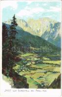 1912 Imst (Tirol), Vom Burgstall bei Arzl aus. Künstler-Heliocolorkarte No. 2970. von Ottmar Zieher s: M. Zeno Diemer