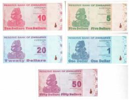 Zimbabwe 2009. 1$ + 5$ + 10$ + 20$ + 50$ T:I
Zimbabwe 2009. 1 Dollar + 5 Dollars + 10 Dollars + 20 ...