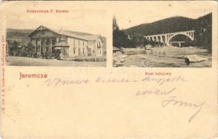 1914 Yaremche, Jaremcze; Most kolejowy, Restauracya F. Hanusa. J.S. Laskowski Kolbuszowa 1902. / railway bridge, restaurant (EK)