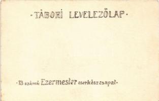 Állj, ki vagy? 13. számú Ezermester cserkészcsapat tábori levelezőlapja / Hungarian scout art postca...