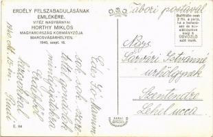 1940 Marosvásárhely, Targu Mures; bevonulás, Horthy Miklós, Purgly Magdolna / entry of the Hungarian...