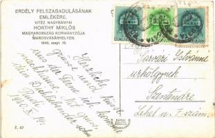1940 Marosvásárhely, Targu Mures; Bevonulás, Horthy Miklós, Purgly Magdolna, tisztek / entry of the ...